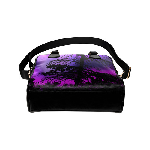 Black tree with purple sky Shoulder Handbag (Model 1634)