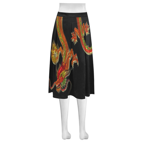 Fantastic Metallic Gleaming Dragon Mnemosyne Women's Crepe Skirt (Model D16)