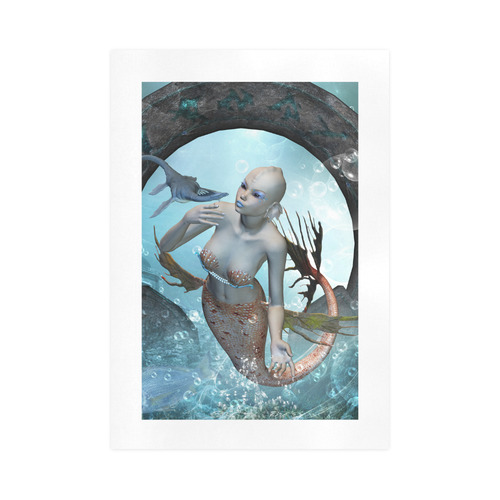 Beautiful mermaid with seadragon Art Print 16‘’x23‘’