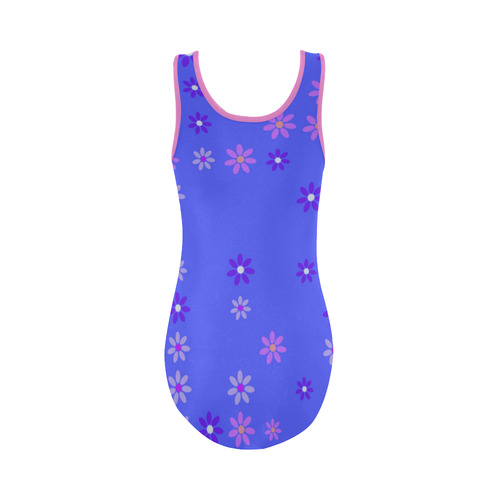pink and purple flowers Vest One Piece Swimsuit (Model S04)