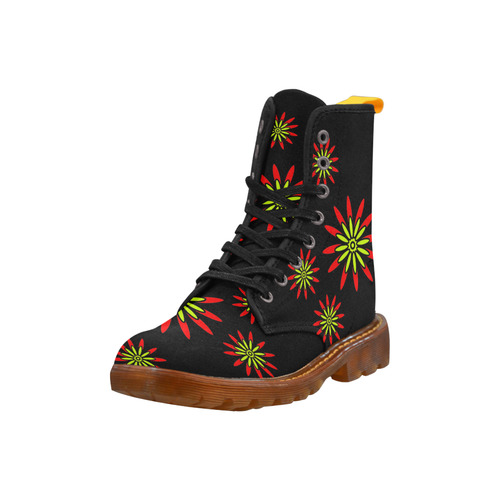 Red Flowers Martin Boots For Women Model 1203H