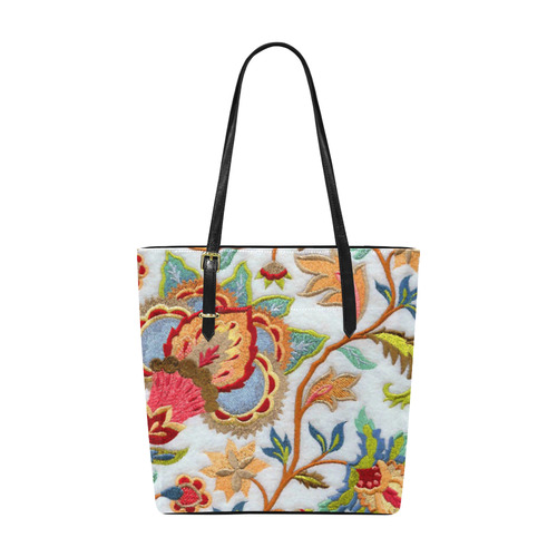 Jacobean Colorful Crewel Floral Embroidery Euramerican Tote Bag/Small (Model 1655)