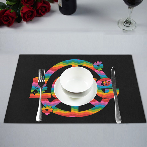 Colorful Love and Peace Placemat 12''x18''