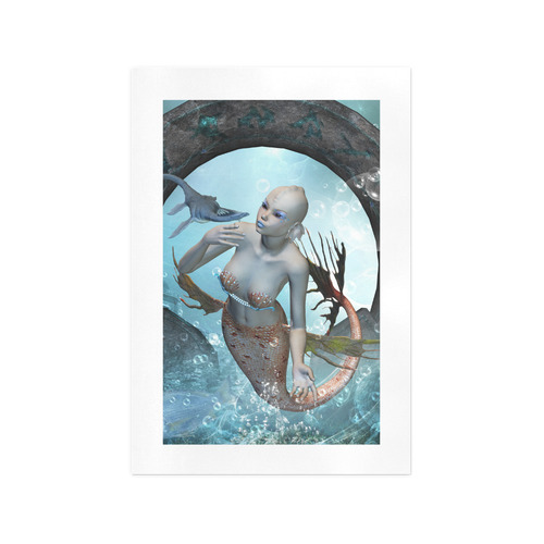 Beautiful mermaid with seadragon Art Print 13‘’x19‘’