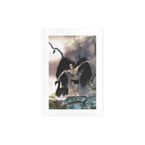 Wonderful dark swan fairy Art Print 7‘’x10‘’