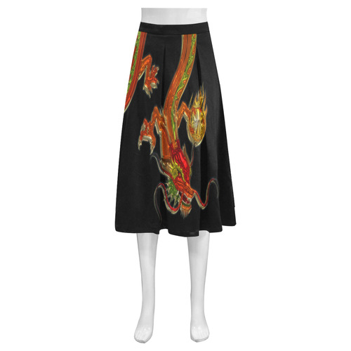 Fantastic Metallic Gleaming Dragon Mnemosyne Women's Crepe Skirt (Model D16)