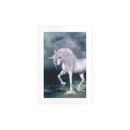 Wonderful white unicorn on the beach Art Print 7‘’x10‘’