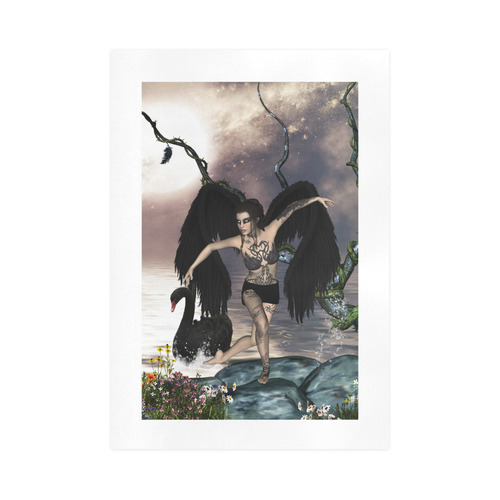 Wonderful dark swan fairy Art Print 16‘’x23‘’