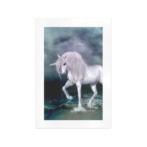 Wonderful white unicorn on the beach Art Print 13‘’x19‘’
