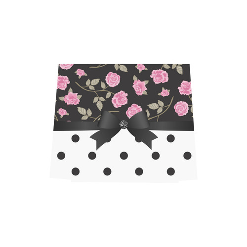 Black White Polka Dots Pink Roses Floral Pattern. Euramerican Tote Bag/Small (Model 1655)