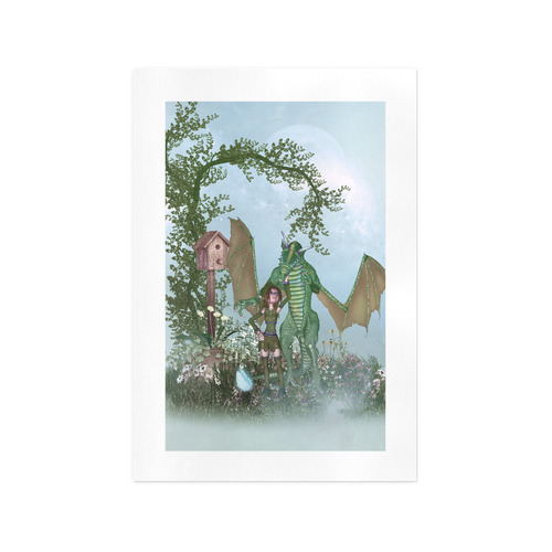 The dragon with cute fairy Art Print 13‘’x19‘’