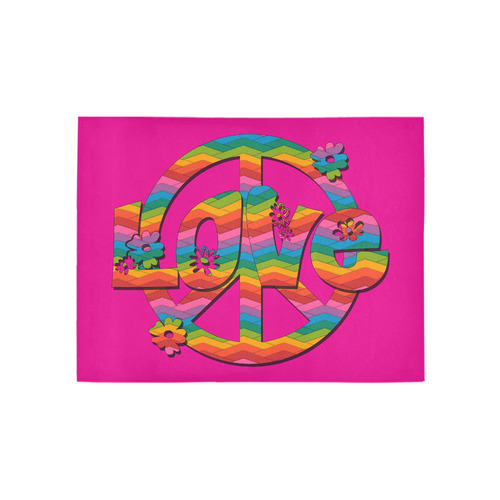 Colorful Love and Peace Area Rug 5'3''x4'