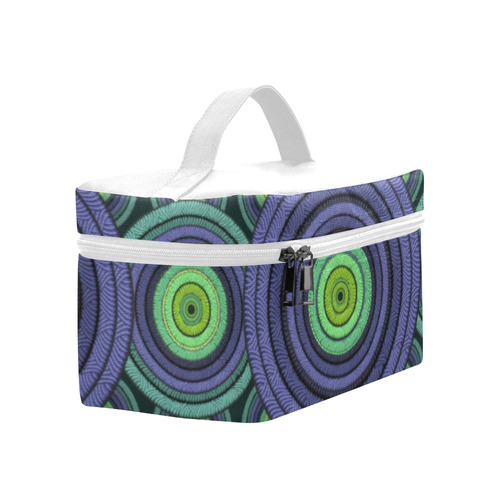 Green and Blue Stitched pattern Cosmetic Bag/Large (Model 1658)