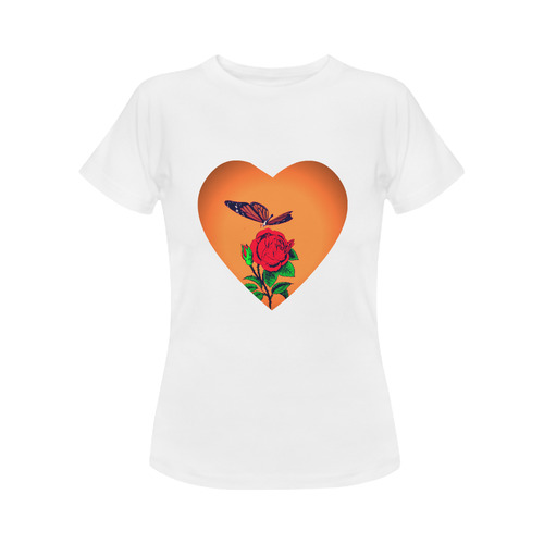 rose  with buterfly Women's Classic T-Shirt (Model T17）
