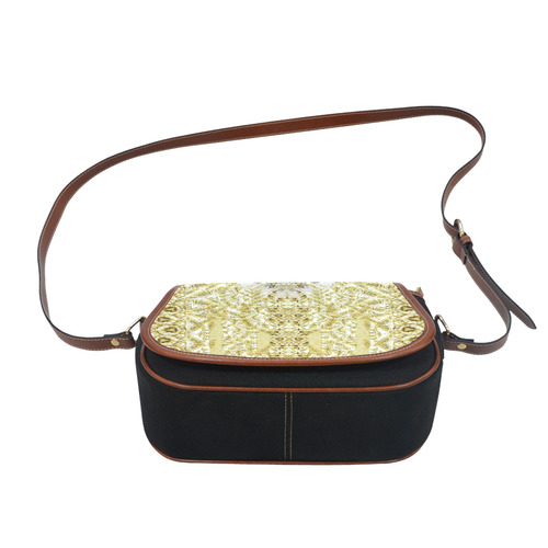 BUTTERFLY DANCE GOLD Saddle Bag/Small (Model 1649)(Flap Customization)