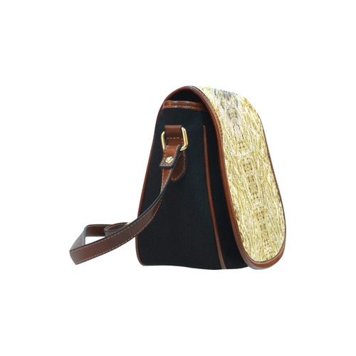 BUTTERFLY DANCE GOLD Saddle Bag/Small (Model 1649)(Flap Customization)