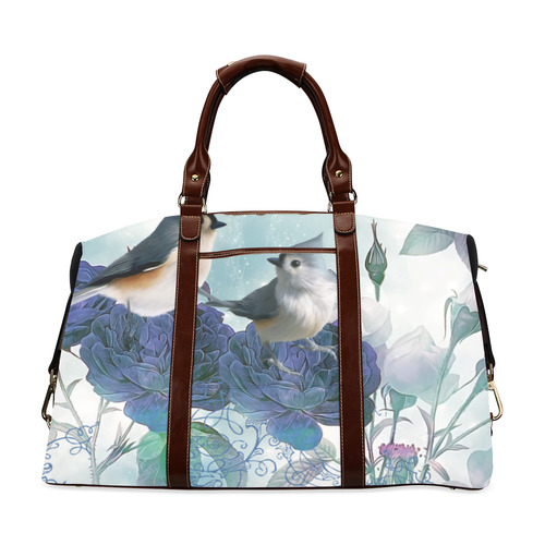 Cute birds with blue flowers Classic Travel Bag (Model 1643) Remake