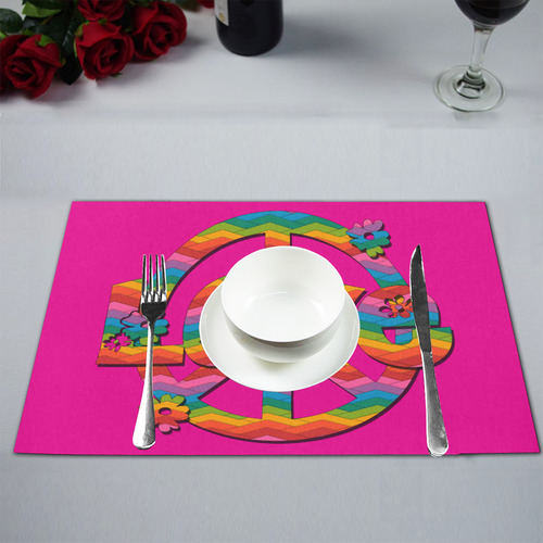 Colorful Love and Peace Placemat 12''x18''