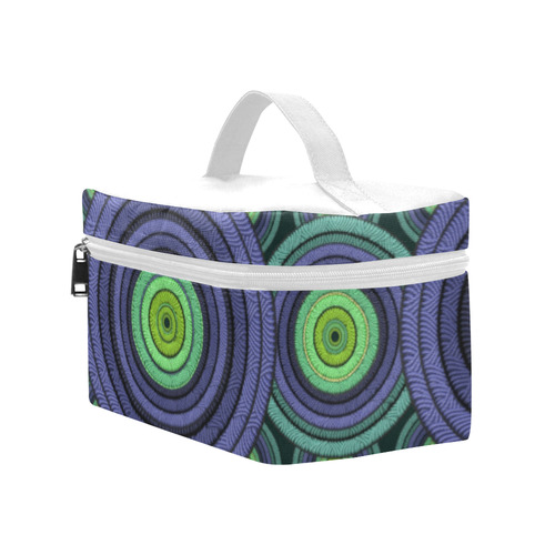 Green and Blue Stitched pattern Cosmetic Bag/Large (Model 1658)