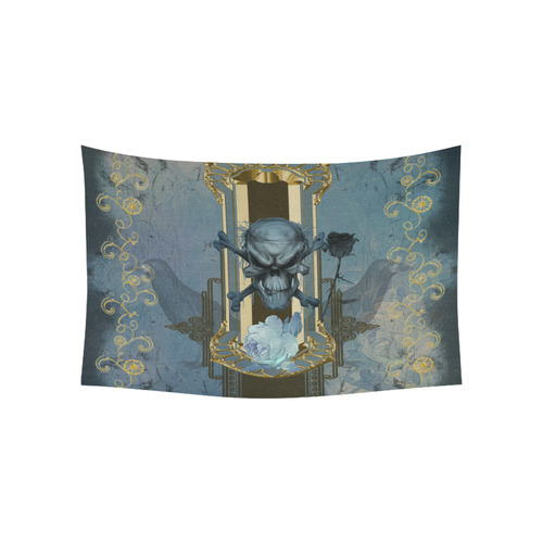 The blue skull with crow Cotton Linen Wall Tapestry 60"x 40"