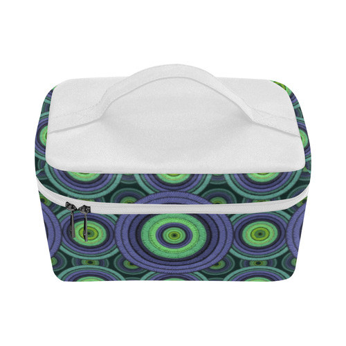 Green and Blue Stitched  Pattern Cosmetic Bag/Large (Model 1658)