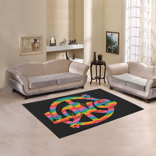 Colorful Love and Peace Area Rug 5'3''x4'