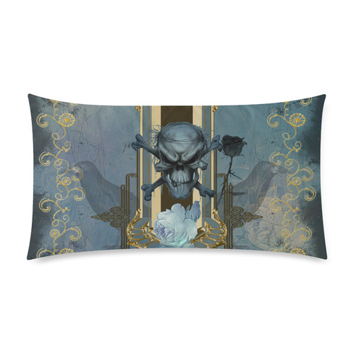 The blue skull with crow Custom Rectangle Pillow Case 20"x36" (one side)