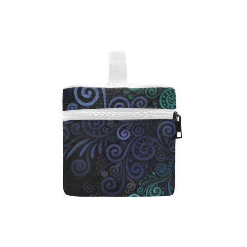 Turquoise 3D Rose Cosmetic Bag/Large (Model 1658)