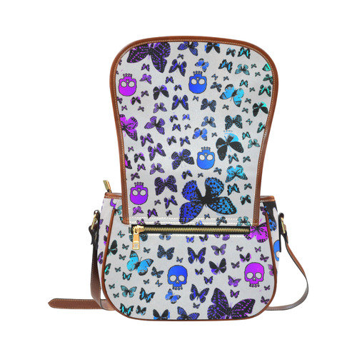 Rainbow Skulls & Butterflies Saddle Bag/Small (Model 1649) Full Customization