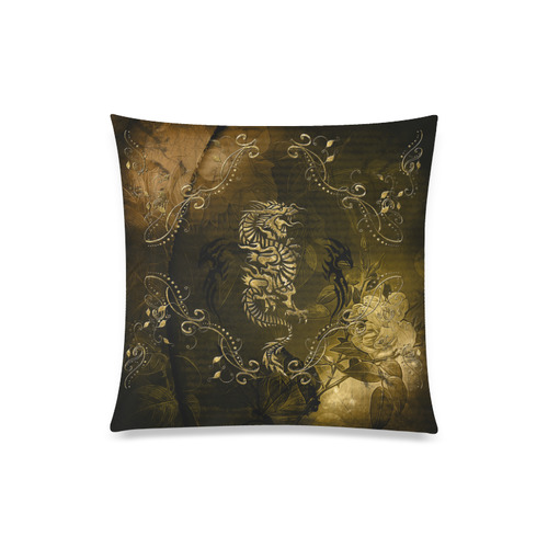 Wonderful chinese dragon in gold Custom Zippered Pillow Case 20"x20"(One Side)