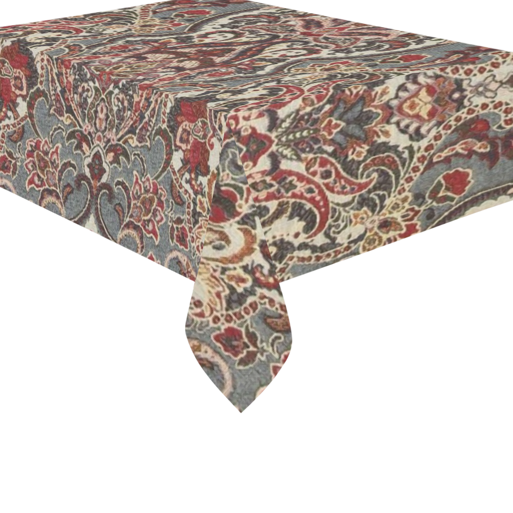 Vintage Floral Persian Rug Pattern Cotton Linen Tablecloth 60"x 84" ID D1287601