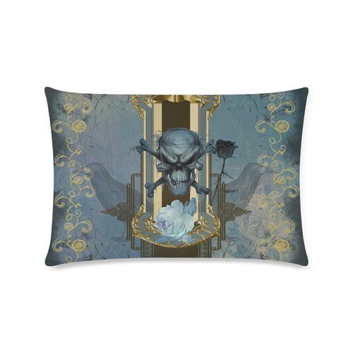 The blue skull with crow Custom Rectangle Pillow Case 16"x24" (one side)