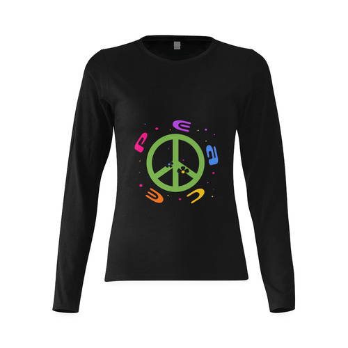 peace pink 3d color Sunny Women's T-shirt (long-sleeve) (Model T07)