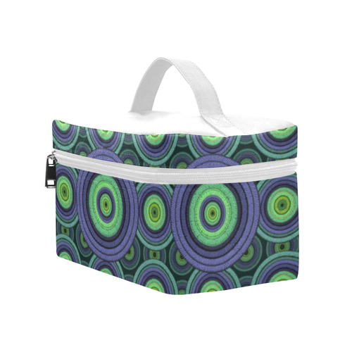 Green and Blue Stitched  Pattern Cosmetic Bag/Large (Model 1658)