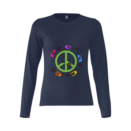 peace pink 3d color Sunny Women's T-shirt (long-sleeve) (Model T07)