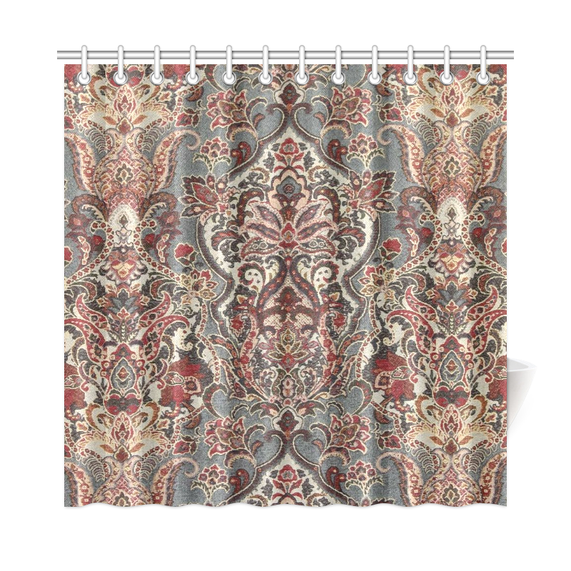 Vintage Floral Persian Rug Pattern Shower Curtain 72"x72" ID D1287592
