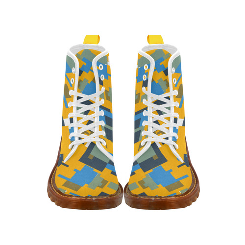Blue yellow shapes Martin Boots For Women Model 1203H