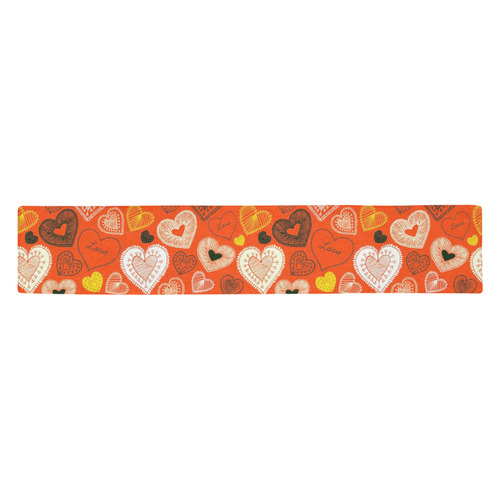 Cute Retro Hearts Love Pattern Table Runner 14x72 inch