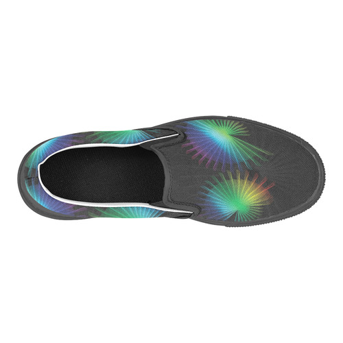 Rainbow Fan Slip-on Canvas Shoes for Kid (Model 019)