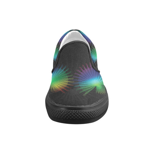 Rainbow Fan Slip-on Canvas Shoes for Kid (Model 019)