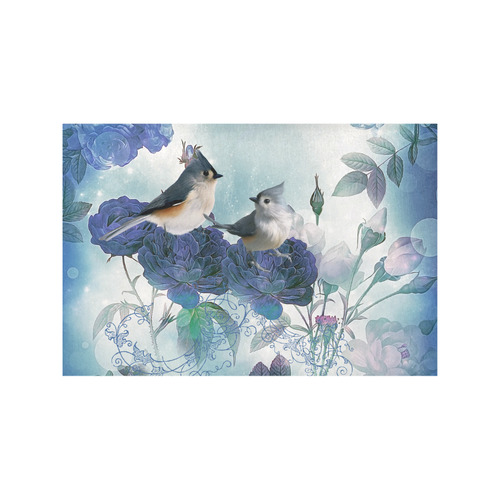 Cute birds with blue flowers Placemat 12''x18''