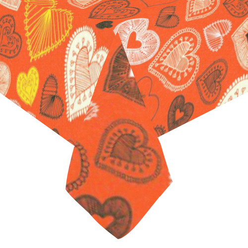 Cute Retro Hearts Love Pattern Cotton Linen Tablecloth 60"x120"