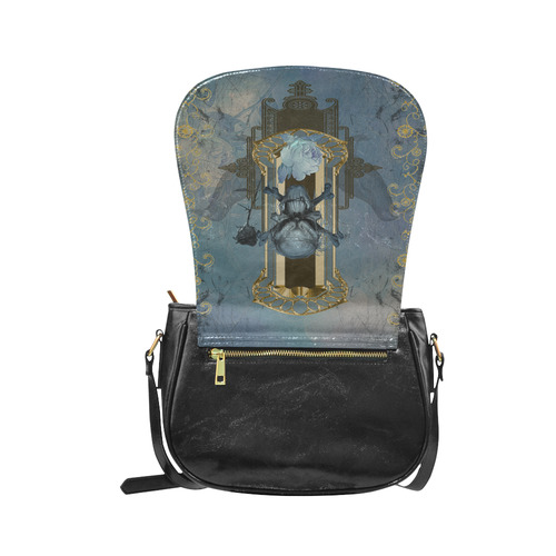 The blue skull with crow Classic Saddle Bag/Large (Model 1648)