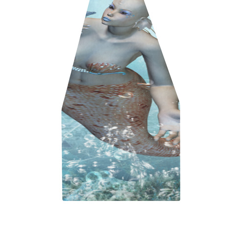 Beautiful mermaid with seadragon Table Runner 14x72 inch