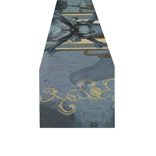 The blue skull with crow Table Runner 14x72 inch