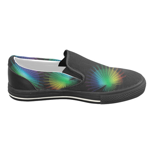 Rainbow Fan Slip-on Canvas Shoes for Kid (Model 019)