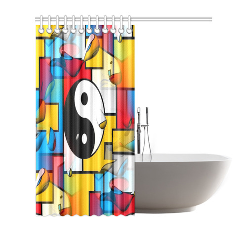 Yin and Yang Popart by Nico Bielow Shower Curtain 72"x72"