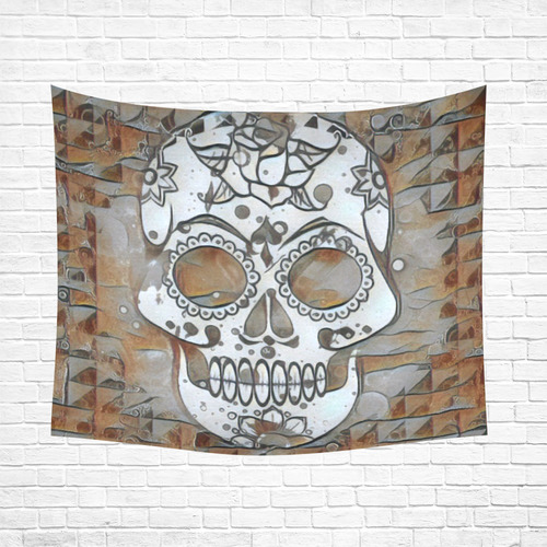 funky Skull B by Jamcolors Cotton Linen Wall Tapestry 60"x 51"