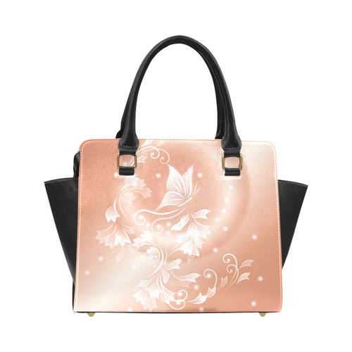 Rose Gold Floral Butterfly Fantasy Classic Shoulder Handbag (Model 1653)