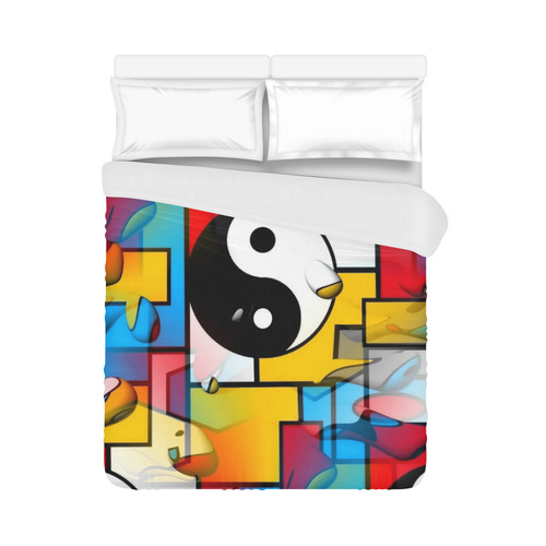 Yin and Yang Popart by Nico Bielow Duvet Cover 86"x70" ( All-over-print)